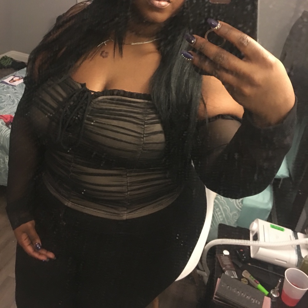 Black and Nude Mesh top